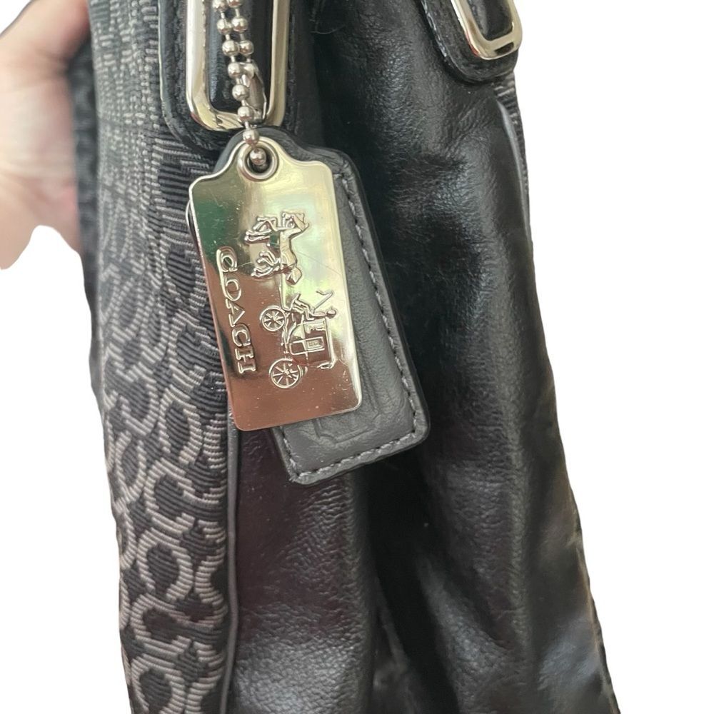 COACH Black Bag Madison 25637 Op Art Sateen Phoebe Shoulder Hobo Handbag Purse - Picture 3 of 13